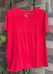 Men's Red V-Neck T-Shirt