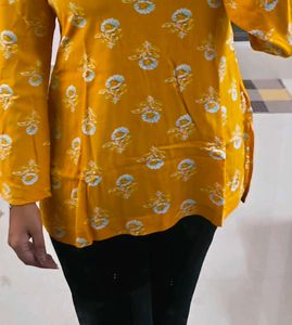 Stylish Yellow Printed Kurta