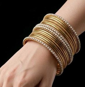 Exquisite Gold &amp; Crystal Bangle Set