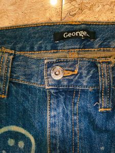 Custom Smiley Face George Denim Jeans