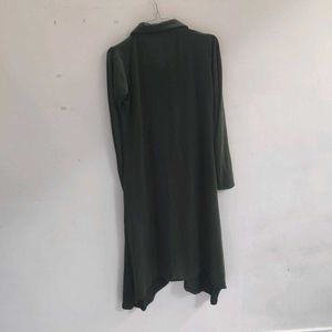 Olive Green Lace-Up Tunic Top