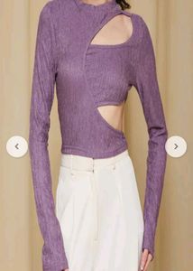 Purple Cut-Out Long Sleeve Top