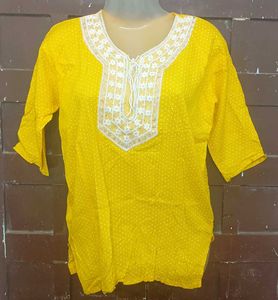 Yellow Polka Dot Short Kurti