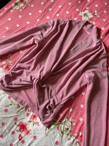Sparkly Pink Ruched Twist Top