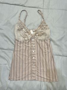 Striped Button-Up Camisole Top