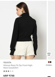 Stylish Black Zip-Front Sweatshirt