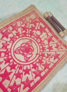Stylish Jute Tote Bag with Star Print