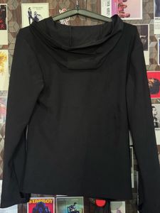 Black Zip-Up Hoodie with Camo Accents