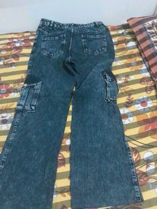 Flared charcoal Cargo Jeans