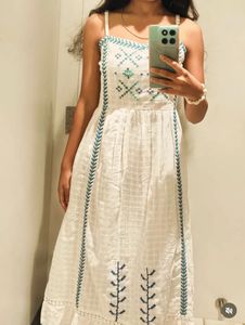 White Embroidered Midi Dress