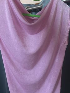 Sparkly Pink Ruched Sleeveless Top