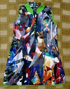 Vibrant Abstract Print Sleeveless Kurta