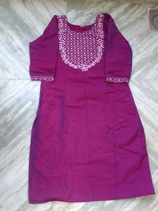 Purple Embroidered Kurta and Pant Set