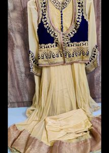 zari and pearl work Anarkali Gown