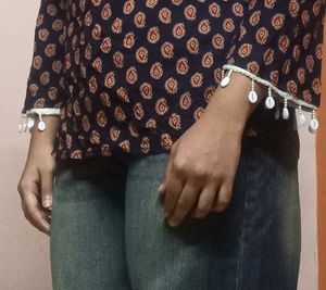 blue Print Top with Shells