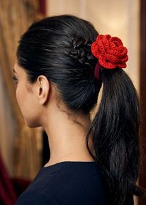 Red Flower Hair Scrunchie