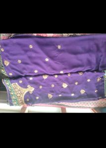 Purple Embroidered Saree With Blouse
