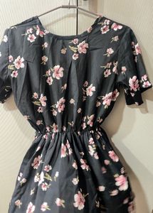 Black Floral Short Jumpsuit