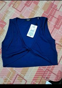 Navy Blue Twisted Crop Top