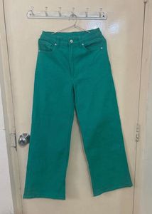 H&amp;M Green Wide-Leg Jeans