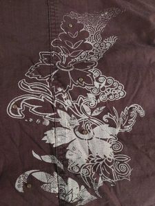 Brown Y2k Cargo Skirt with Floral Print