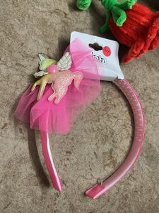 Sparkling Unicorn Headband with Pink Tulle