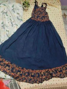Bohemian Navy Gown with Print