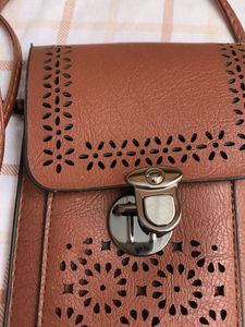 Brown Faux Leather Cell Phone Bag