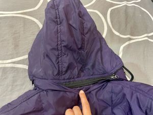 Purple Puffer Vest with Faux Fur