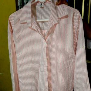 Pink Striped Button-Up Shirt