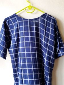 Brand New Blue Checked Round Neck Kurta( From Abroad)