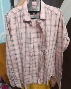 Men's Pink Checkered Casual Shirt