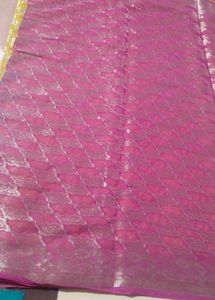 fix rate beautiful yellow and pink banarasi sari