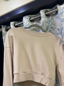 Beige Cropped Sweatshirt