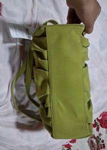 Chic Ruched Lime Green Hobo Bag