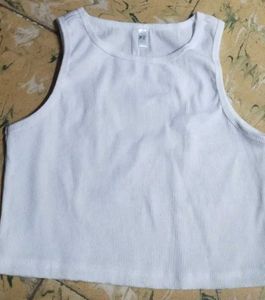 White Ribbed Tank Top