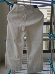 Cream Wide Leg Button Fly Pants