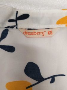 dressberry White Dress Material with Yellow Floral