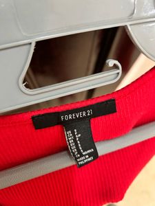 Forever21 Red Wrap Long Sleeve Crop Top