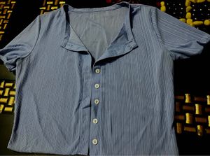 URBANIC Ribbed Blue Top