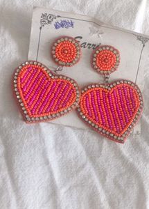 Beaded Heart Dangle Earrings