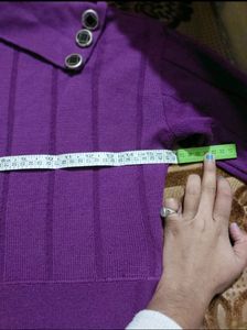 Purple Knit Sweater with Button Detail