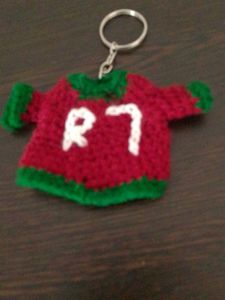 Crocheted Football Jersey Keychain