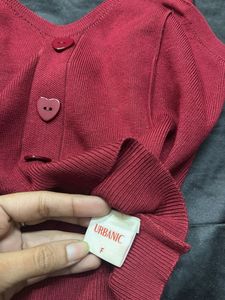 Burgundy Heart Button Tank Top