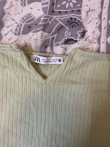 Green Ribbed Top