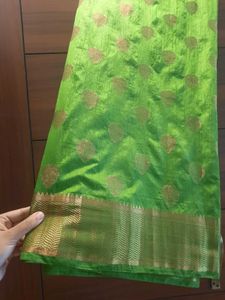 Vibrant Green Silk Saree+blouse