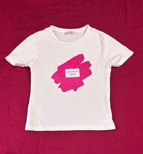 Mast & Harbour White & Pink Glitter T-Shirt