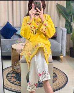 Vibrant Yellow Embroidered Co-Ord Set