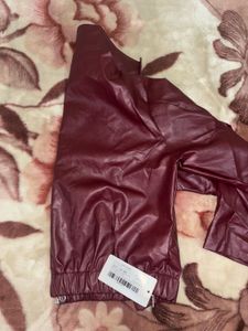 Burgundy Faux Leather Jacket