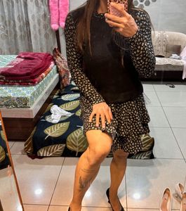 Black &amp; White Print knitted Dress